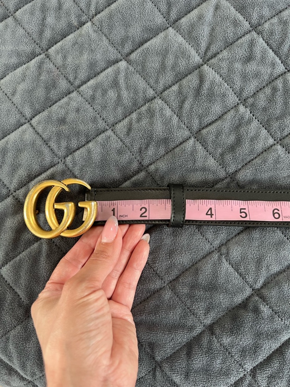 Gucci GG monogram belt black gold 32” - 36” small medium - Picture 5 of 9
